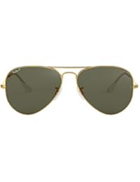 Ray-Ban RB3025 Aviator Classic Polarized Sunglasses, Gold/Polarized Green, 55 mm