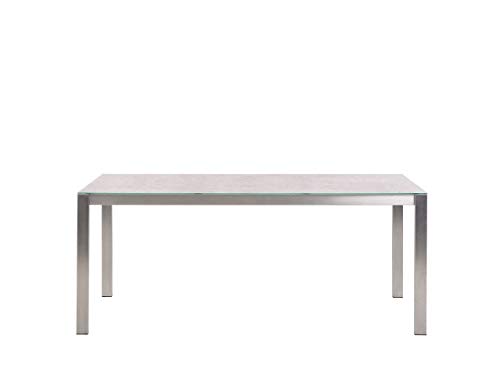 Beliani Gartentisch Sicherheitsglas Keramik beige 180x90 cm Edelstahlgestell Cosoleto – Bild 8
