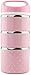 OSPARD Stackable Bento Box Leakproof Lunch Box for Kids School and Adult 43 Ounces (Pink, 3 layer)