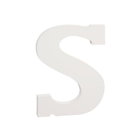 6" Classic Font White Color Wooden Letter S