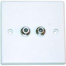 Face Plate - 2 F Type - Satellite (Sky, NTL, Virgin) / TV Socket Connections - F Type Coaxial. Single Gang Wall Plate Twin F Type - Euronetwork Ltd