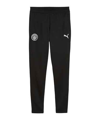 PUMA Unisex Kinder Manchester City Fc Pants with Pockets Kids Trainingshose, Black X Silver, 128 EU