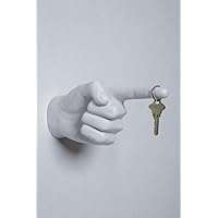 Interior Illusions Plus One Finger Pointing Hand Decor, 9" deep x 4" Wide, White
