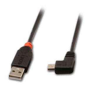 Lindy 0.5m USB 2.0 Cable, Type A to Mini-B, 90 Degree Right Angle (31970)