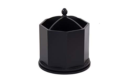 Spinning Desktop Organizer - Black 4 Compartment Rotating Mail and Stationary Holder - Quality Wooden Design - Pen and Pencil Cup and Sorter - by Designstyles