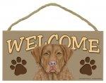 “Welcome” Wooden Sign – Chesapeake Bay Retriever (Chessie)