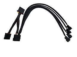 ModTek 4-Pin Molex to 4 x 3-Pin Fan Connector Cable (Power 4 Fans from 1 Molex Connection!) (4 Pin Molex + Male SATA Connector)