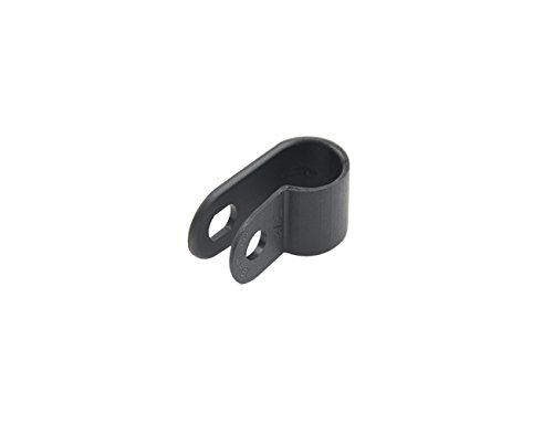 TOVOT 100 PCS Black Nylon Screw Wire Clips R-type Clip Cable Clamp Fasteners Tubing Clips 3/8 Inch (9 mm) for Wire Management