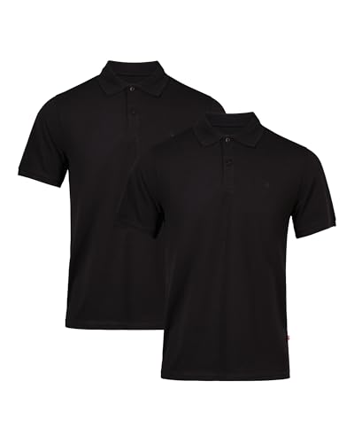 Polo Hombre Manga Corta en Algodón Orgánico, 1 o 2 Pack, Negro, L