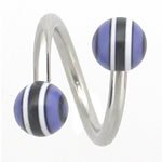 14g RACING STRIPED Twister Spiral Belly Ring 14g 7/16