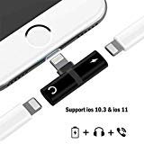 Lightning Splitter Adapter for iPhone X, iPhone 8/8 Plus, iPhone 7/7 Plus, Mini Dual Lightning Headphone Audio & Charge Adapter, Support Calling Function & Music Control