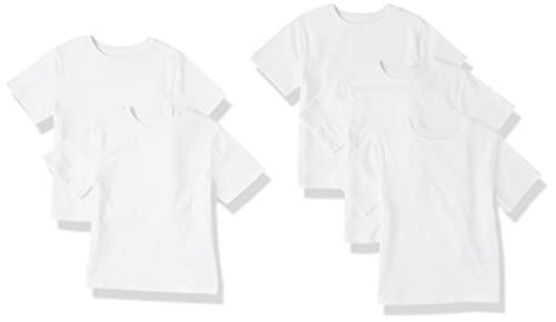 Amazon Essentials Boys' Short Sleeve Tee Shirts, Cotton Jersey, Pack of 5, White, X-Small at Amazon