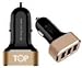 TopG Smart Mini XS 5.1 AMP 3-Port Rapid USB Car Charger for Apple and Android Devices (High Output) - Gold