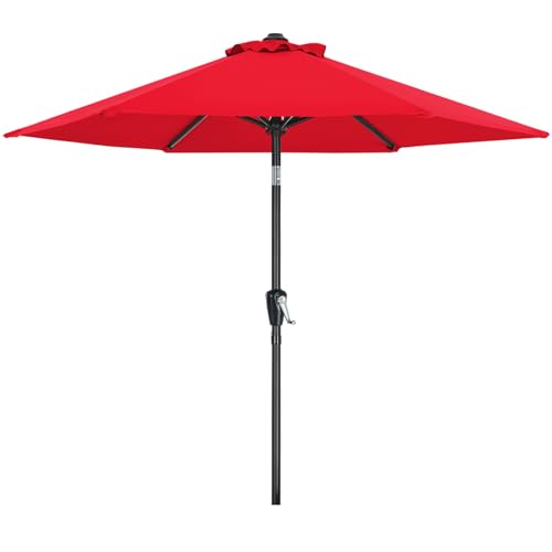 MasterCanopy 230 cm Sonnenschirm mit 6 Rippen & Kurbel, Rot