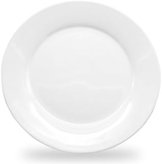 Nucookery 8” White Dinner Plates – Medium, Microwave-Safe, Dishwasher-Safe 6pc Ceramic Dinnerware Set (8 inch)