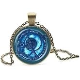 Vintage Amulet Trollhunters Pendant Necklace Toys Jewelry Bronze Color Chain Blue Crystal for Women Men Gifts 3Z60K (bronze1)
