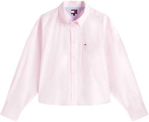 Donna Camicia Essential Crop in Cotone, Rosa (Pearly Pink), L
