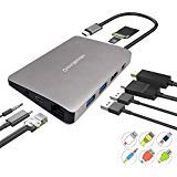 (Latest Gen) OmniMaster 9 in 1 USB C Hub with PD 2.0 Charging Port, 1000M RJ45 Ethernet, 4K HDMI, Mini DP, USB 3.0 Ports, Card Reader, Audio/Mic Port for MacBook, Surface Book, Chromebook, Matebook