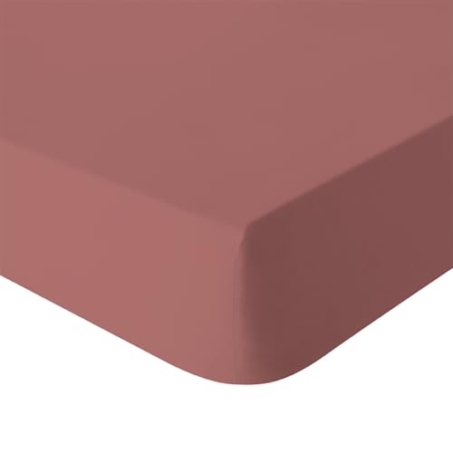 Plain Dyed Washed Cotton Percale Fitted Sheet, Delicate, 140 x 190 cm, ESSIX