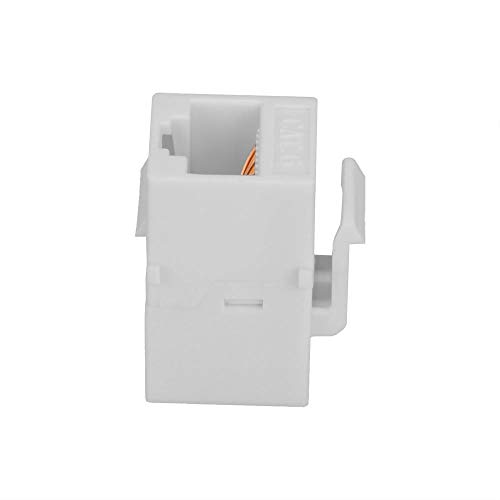 BATIGE 5-Pack CAT6 RJ45 Keystone Jack Female Coupler Insert Snap-in Connector Socket Adapter Port for Wall Plate Outlet Panel - White - Thumbnail 3