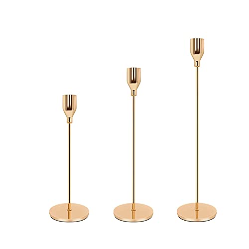 Fashionable & Custom Metal Candlestick Stand, Table Decorative Stylish Candle Holder, Golden Candle Holder (Gold)