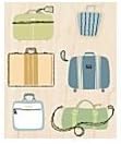 Inkadinkado Rubber Stamp with Wood Handle, Luggage Background