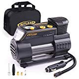 AUTLEAD Tire Inflator, 12V Portable Air Compressor - Compact Auto Tire Pump with Digital Gauge, Emergency Light, Fast Inflating for Car, Bicycle, Ball, Balloon - C2
