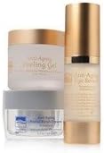 Dead Sea Spa Care Anti-Aging Eye Serum, Anti-Aging Peeling Gel, Anti Aging Facial Scrub Cream, 1.3 oz./3 oz./1.7 oz.
