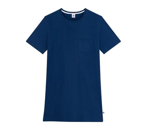Petit Bateau A0CQP Chemise De Nuit Manches Courtes, Bleu, S Femme