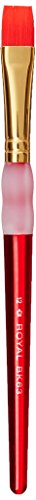 Royal Brush Big Kids Choice Flat Synthetic Hair Soft Rubber Grip Handle Paint Brush, Size 12, Pack of 12