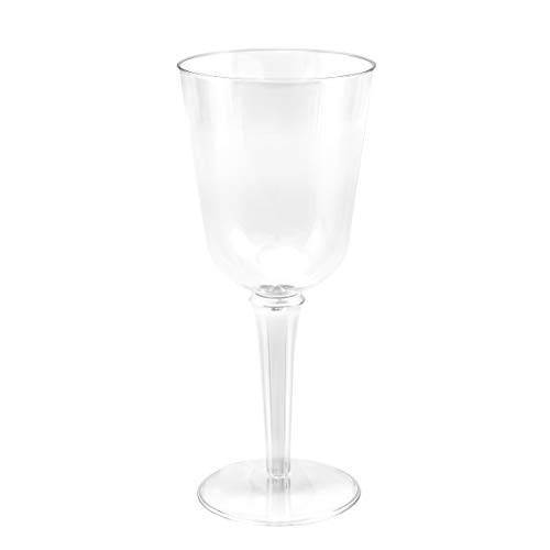 100 Disposable Plastic Wine Glasses | LARGE 10 oz. Premium Clear Hard Plastic Fancy Wine Cups for Weddings & Events (100-Pack) by BloominGoods