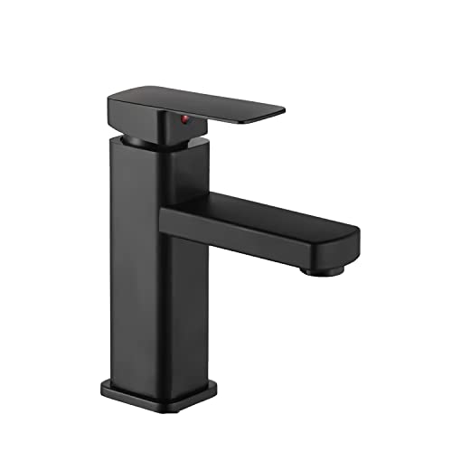 SOLVEX Mezcladora para Lavabo de Baño, Llave Monomando para Lavabo, Grifo para Lavabo de Baño, Llaves para Lavabo de baño Acero Inoxidable, con Líneas de Suministro, Acabado Negro, SP-10041-N