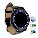 White & Blue LED Digital Touch Screen Watch, Classic Creative Fashion Faux Leather Band Wrist Watches (Blue Light)