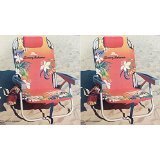2 Tommy Bahama 2016 Backpack Cooler Chair with Storage Pouch and Towel Bar (Orange/Red & Orange/Red)