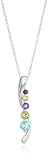 Sterling Silver Multi-Gemstone Drop Pendant Necklace,18