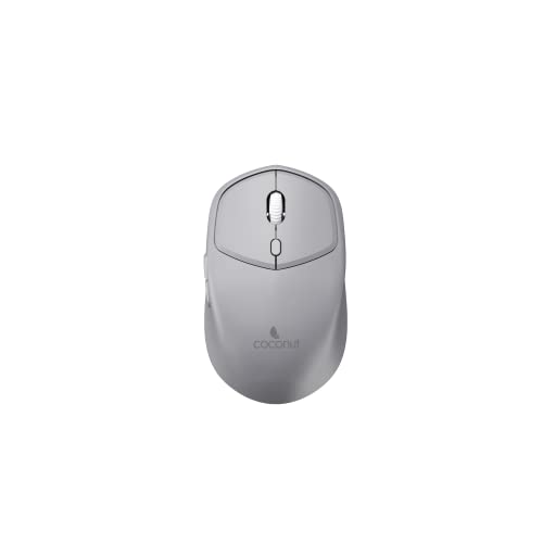Coconut WM27 Jade 2.4Ghz Wireless + Bluetooth 5.0 Mouse, 6 Button Mice, DPI Upto 1600, Works on 2 Devices at Same time Windows/Mac/Android, Low Power Consumption, 2 Yr Wty - Grey