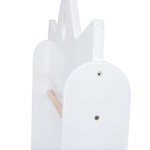 JOLIE VALLÉE TOYS & HOME 2-in-1 Kids Wood Armoire Wardrobe Crown Clothes Rack, White Baby Clothes Storage Rack Standing Closet, Boutique Clothes Rack Organizer for Toddler Girls 2-5 Years - Thumbnail 5