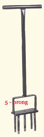 Coring Lawn Aerator - 5 Prong - Hand Held