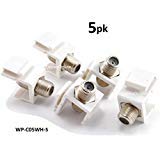 CablesOnline, 5-PACK F-Connector Female/Female Keystone Coupler, White Plate, WP-C05WH-5