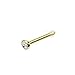 14 Karat Solid Nose Stud Ring with 2mm Bezel Set Clear Cz Ball, Thickness: 20 GA (yellow-gold)