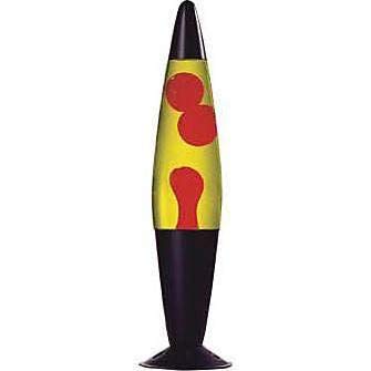 Creative Motion Black Base Liquid Peace Motion Lamp, 16-Inch, Red Wax/Yellow
