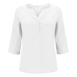 Cotton Linen Tops for Women Casual Button Down