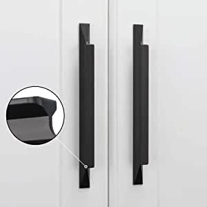 LONTAN 5 Pack Black Kitchen Cabinet Handles 160mm Kitchen Door Black Cupboard Handles for Aluminum Alloy Wardrobe Bathroom Shower Drawer Pulls — image 1