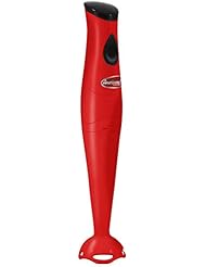 Americana EHB-2425R Electric Immersion Hand Blender, Mixer, Chopper, 1-Touch Control Soups, Sauces, Baby Food, Removable Blending Stick, 150 Watts, Red