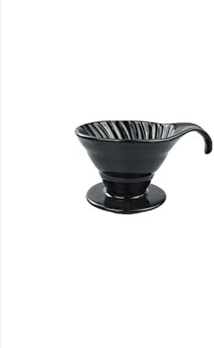 MYAMIA Hand-Washed Ceramic Coffee Cup Ceramic Filter Cup V-Type Filter Paper Filter Cup V60 Coffee Cup-Black