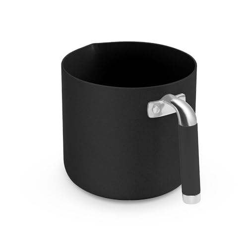 JadeCook Pocillo Hervidor Antiadherente de Acero Inoxidable 14 cm 1.8 Lts Jade Black para Hervir Agua, Premium, Olla para Cafe Hervidor de Leche Mango Ergonónico Cerámica Ultima Generacion, Negro
