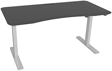 Ergo Elements Adjustable Height Standing Desk with Electric Push Button White Base, 5' by 30", Black