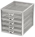 Osco Silver Metal Mesh 5 Drawer Desk Tidy Letter Tray
