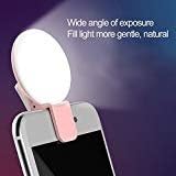 Selfie Lights,[Upgraded Version] Selfie Light Ring 3-Level Brightness 9 LED natural light for iPhone Samsung Galaxy Sony, Motorola and Other Smart Phones; Clips on Night Ring Fill Light (Pink)
