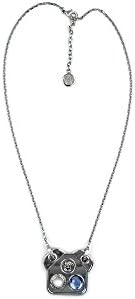 Authentic Versace Silvertone Medusa Greek Key Necklace